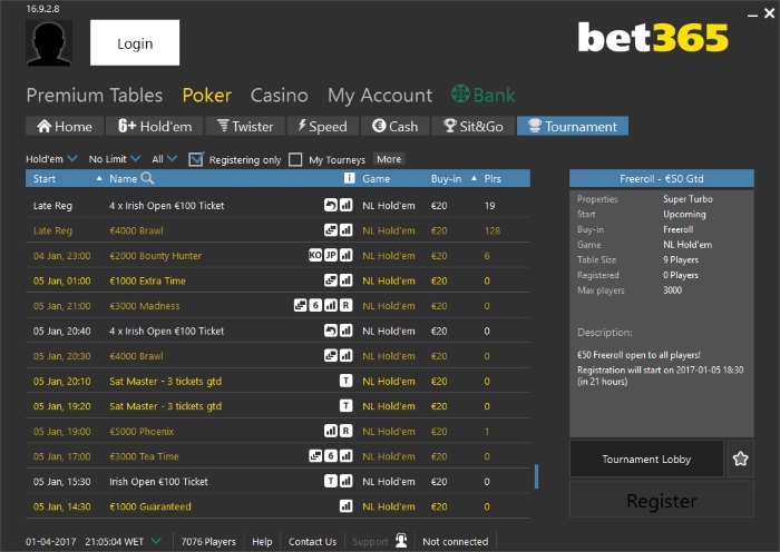 Bet365 poker lobby